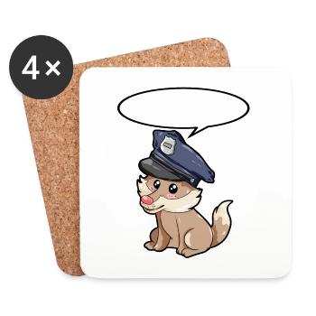 Policeman Wolf - Coasters (set of 4) - white - Front
