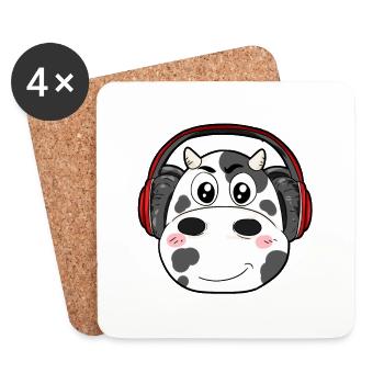 Cow with headphones - Coasters (set of 4) - white - Front