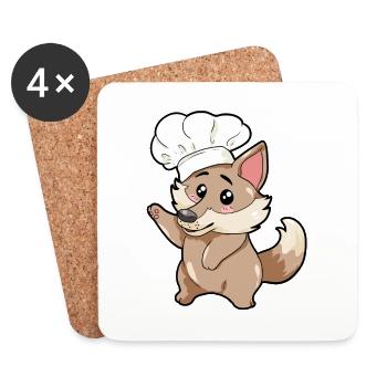 Chef Wolf - Coasters (set of 4) - white - Front