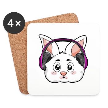 Rabbit with headphones - Coasters (set of 4) - white - Front