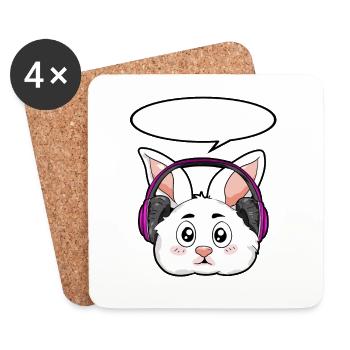 Rabbit with headphones - Coasters (set of 4) - white - Front