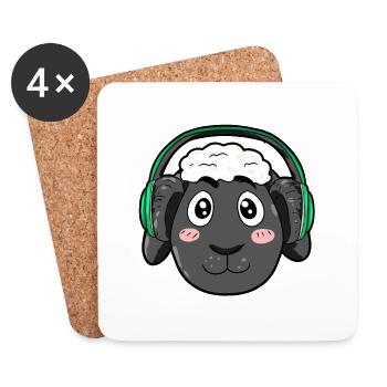 Sheep with headphones - Coasters (set of 4) - white - Front