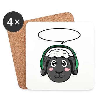 Sheep with headphones - Coasters (set of 4) - white - Front