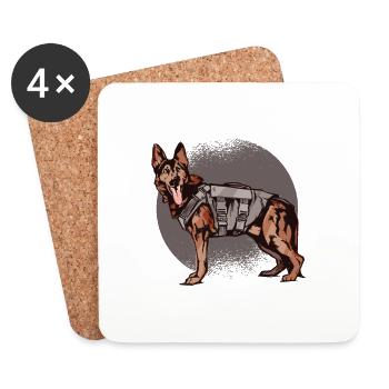 Chien de berger - Dessous de verre (lot de 4) - blanc - Devant