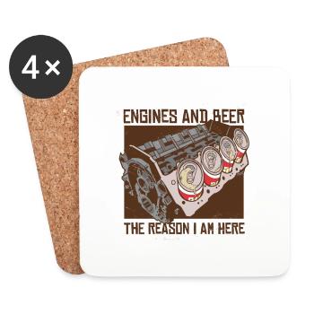Ein Bier ein Motor ist alles was ich brauche - Untersetzer (4er-Set) - Weiß - Vorne
