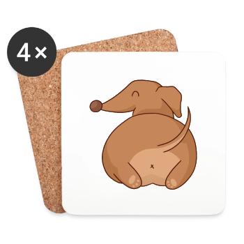 Dachshund butt - Coasters (set of 4) - white - Front