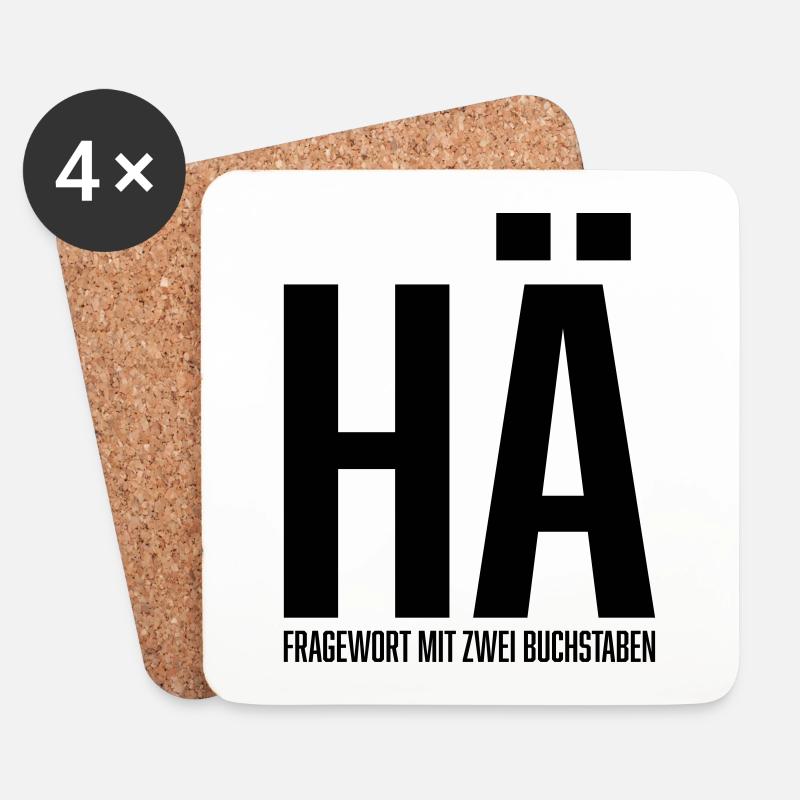 Hä Fragewort mit zwei Buchstaben - Untersetzer (4er-Set) - Weiß