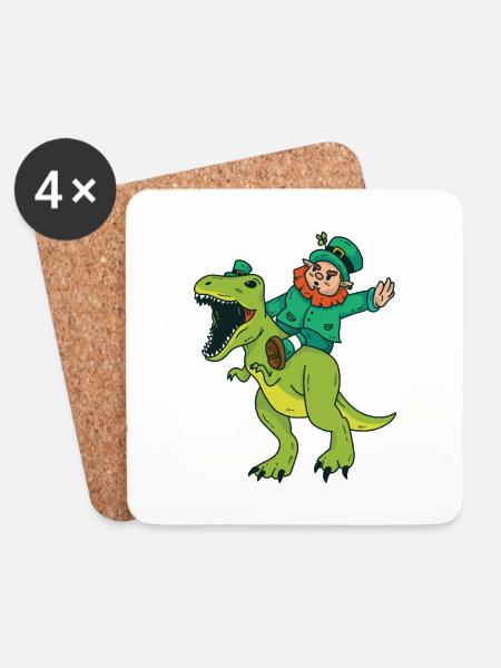Dwarf rides Dino - Coasters (set of 4) - white