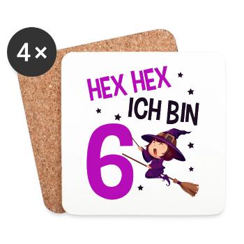 6. Geburtstag Hexe - Untersetzer (4er-Set) - Weiß - Vorne
