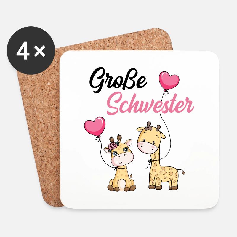 Große Schwester Giraffe - Untersetzer (4er-Set) - Weiß