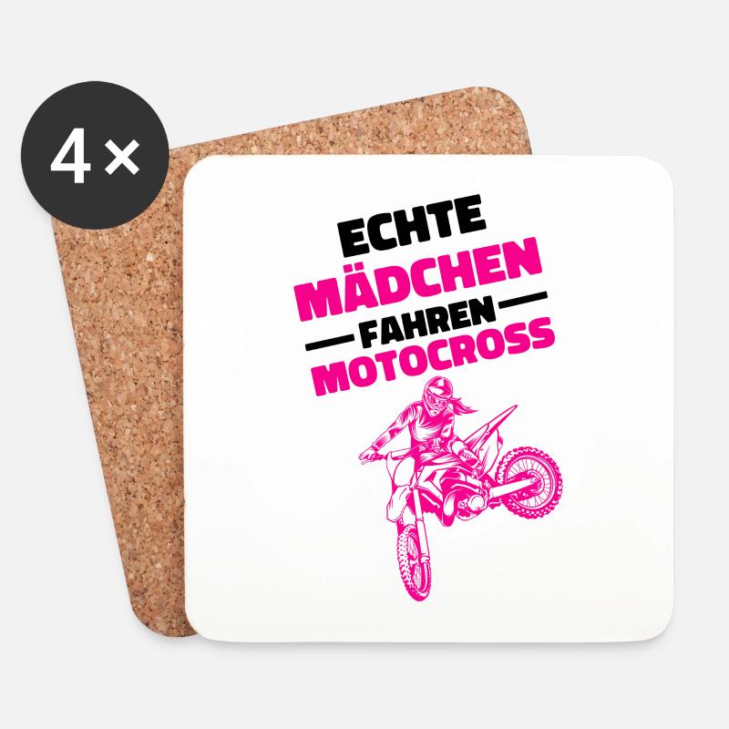 Motocross Mädchen - Untersetzer (4er-Set) - Weiß