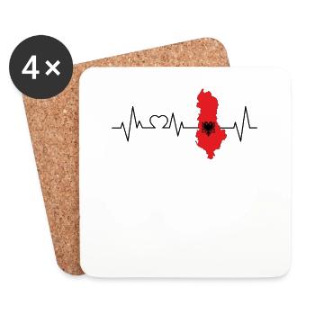Albania heartbeat - Coasters (set of 4) - white - Front