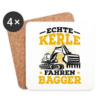 Baggerfahrer - Untersetzer (4er-Set) - Weiß - Vorne