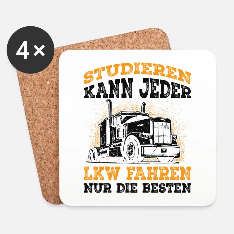 LKW Fahrer - Untersetzer (4er-Set) - Weiß