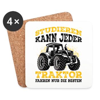 Traktor - Untersetzer (4er-Set) - Weiß - Vorne