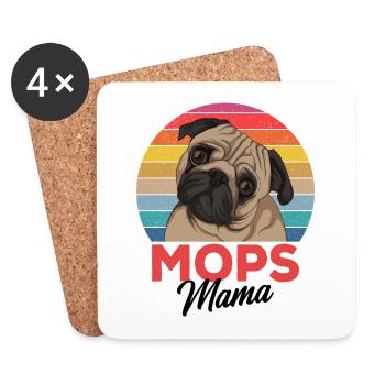 Mops - Untersetzer (4er-Set) - Weiß - Vorne