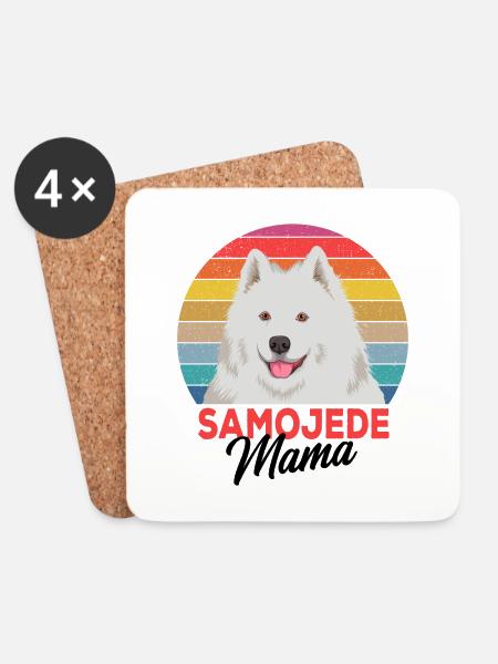 Samojede - Untersetzer (4er-Set) - Weiß