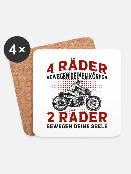 Motorrad - Untersetzer (4er-Set) - Weiß