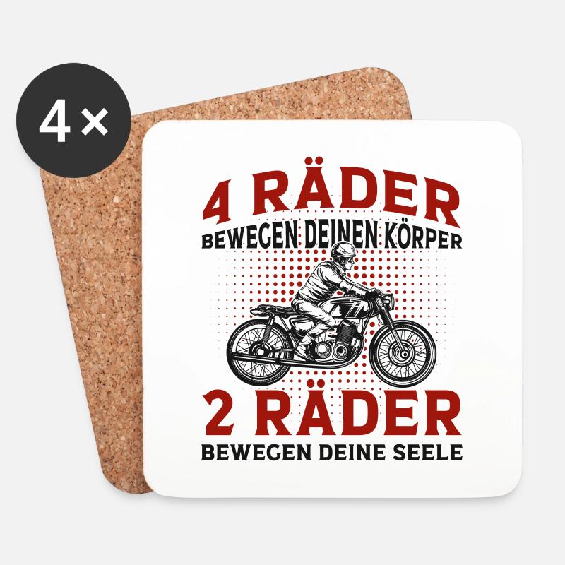 Motorrad - Untersetzer (4er-Set) - Weiß