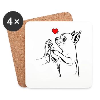 Chihuahua - Dessous de verre (lot de 4) - blanc - Devant