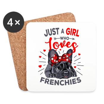 Bulldog français - Dessous de verre (lot de 4) - blanc - Devant
