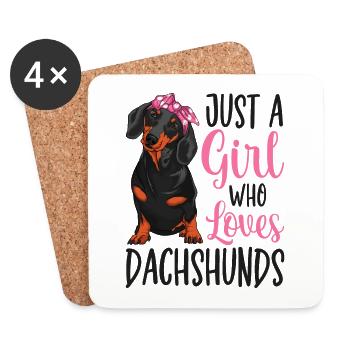 Dachshund girl - Coasters (set of 4) - white - Front