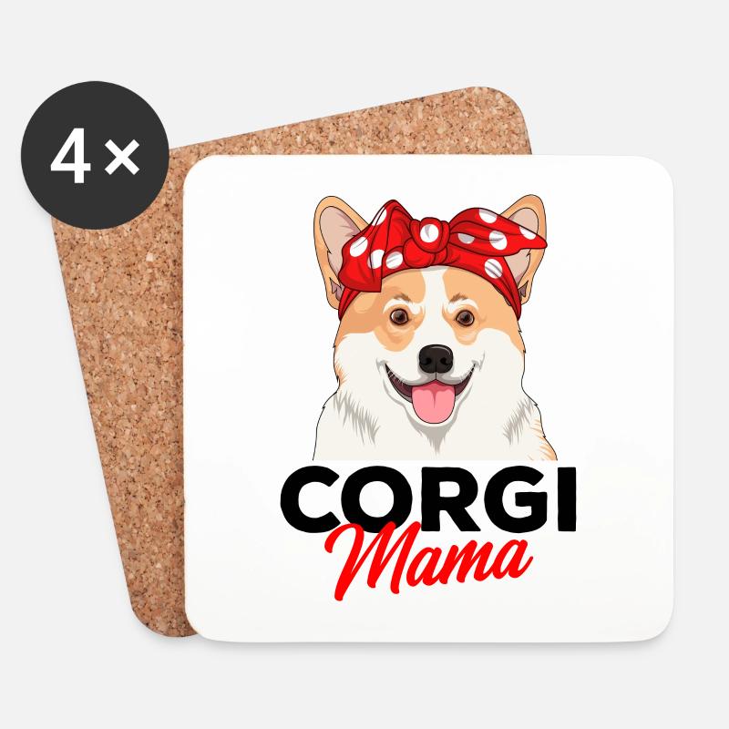 Corgi - Untersetzer (4er-Set) - Weiß