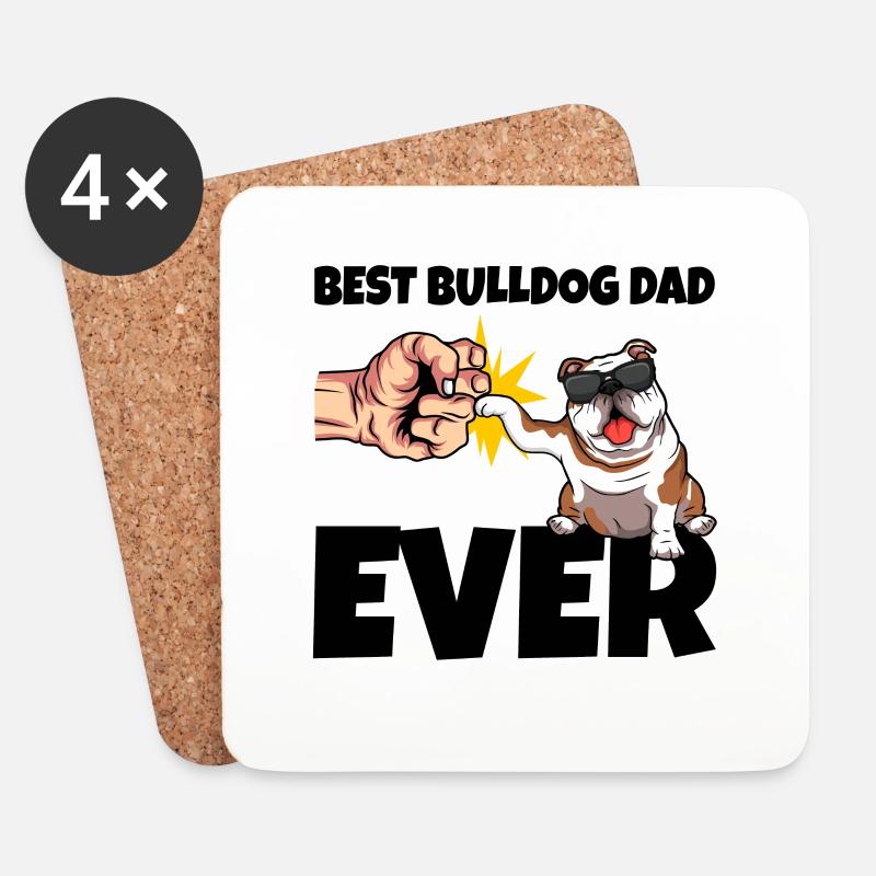 Englische Bulldogge - Untersetzer (4er-Set) - Weiß