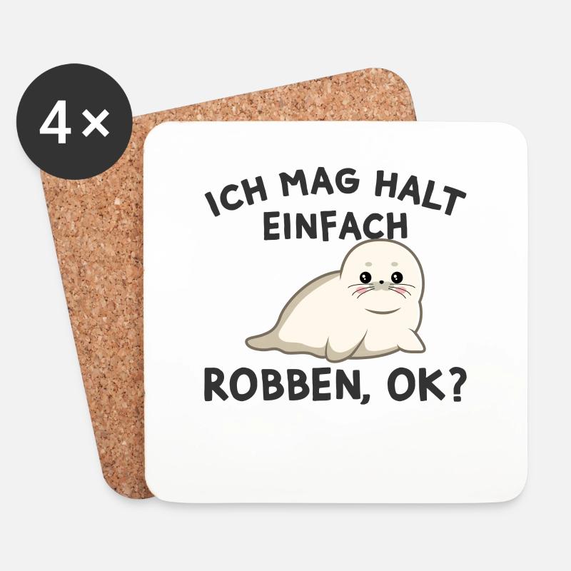 Robbe - Untersetzer (4er-Set) - Weiß