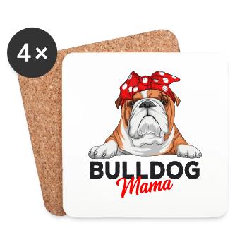 Englische Bulldogge - Untersetzer (4er-Set) - Weiß - Vorne