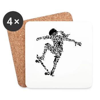 Skateboard Mädchen - Untersetzer (4er-Set) - Weiß - Vorne