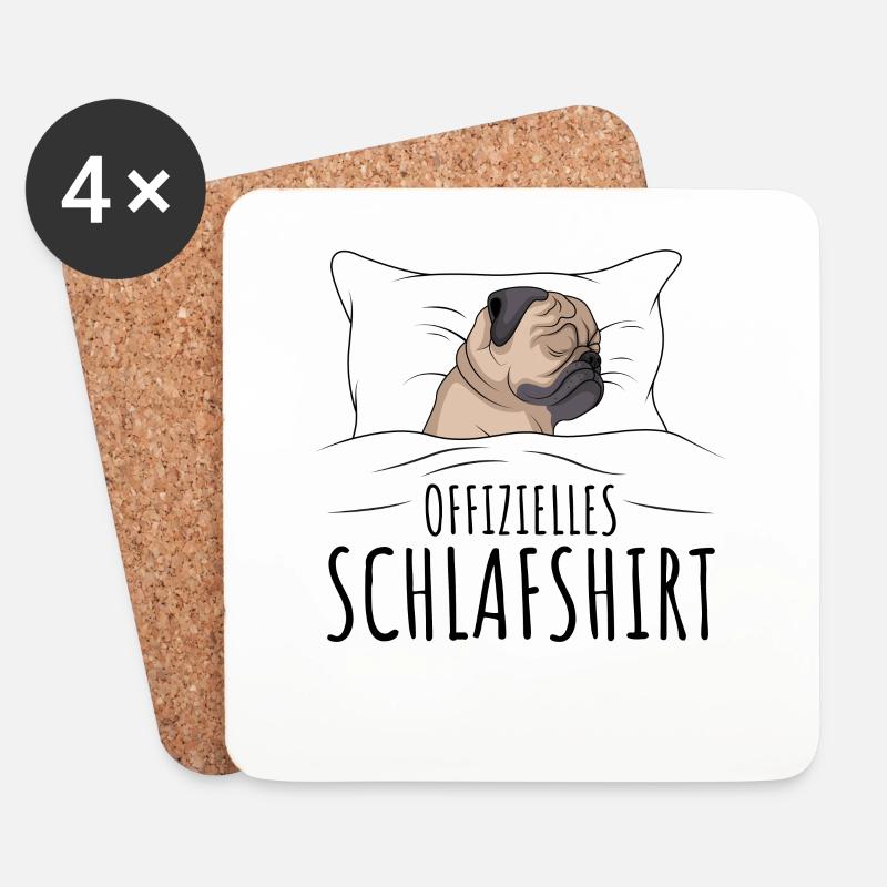 Mops - Untersetzer (4er-Set) - Weiß