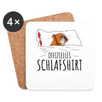Englische Bulldogge - Untersetzer (4er-Set) - Weiß - Vorne