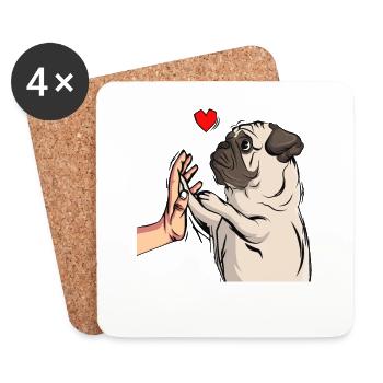 Mops Liebe Hundehalter Frauchen Geschenk - Untersetzer (4er-Set) - Weiß - Vorne