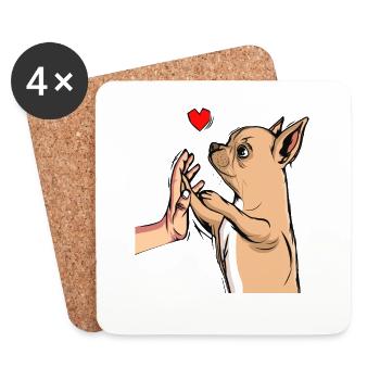 Chihuahua Liebe Hunde Frauchen Geschenk - Untersetzer (4er-Set) - Weiß - Vorne