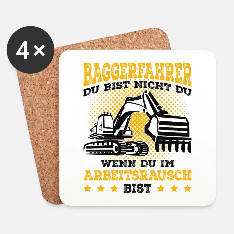 Baggerfahrer - Untersetzer (4er-Set) - Weiß
