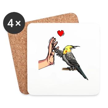 Nymphensittich amour oiseau perroquet - Dessous de verre (lot de 4) - blanc - Devant