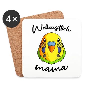 Wellensittich - Untersetzer (4er-Set) - Weiß - Vorne