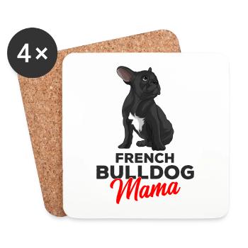 Französische Bulldogge - Untersetzer (4er-Set) - Weiß - Vorne