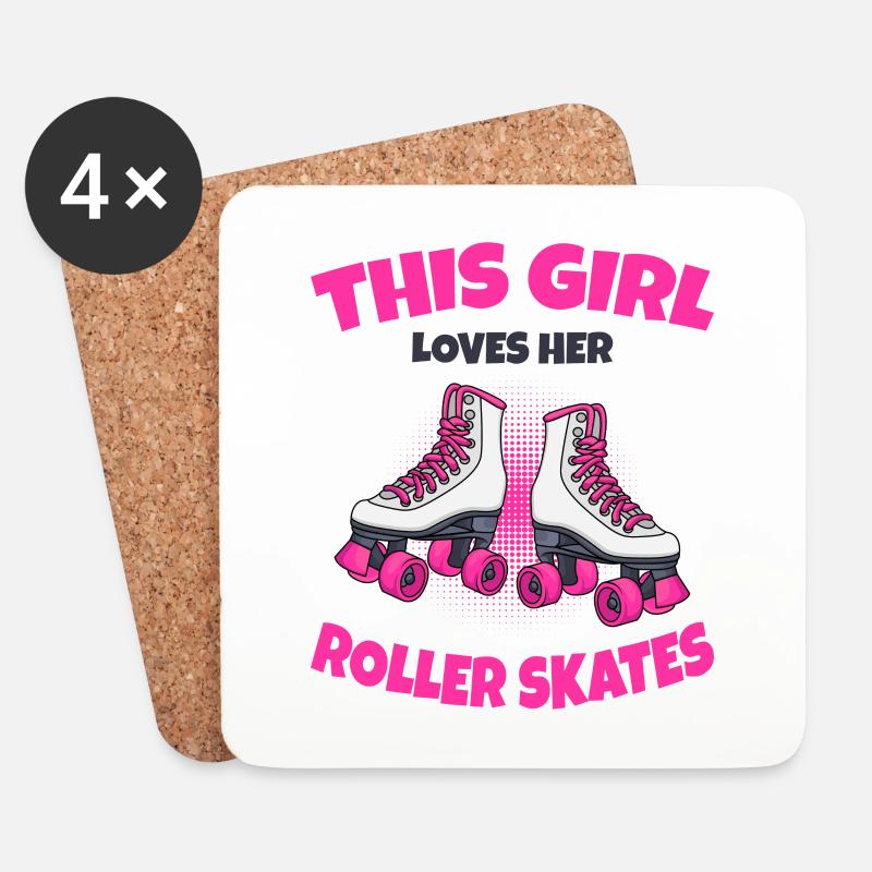 Rollschuhe - Untersetzer (4er-Set) - Weiß