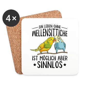 Wellensittich - Untersetzer (4er-Set) - Weiß - Vorne