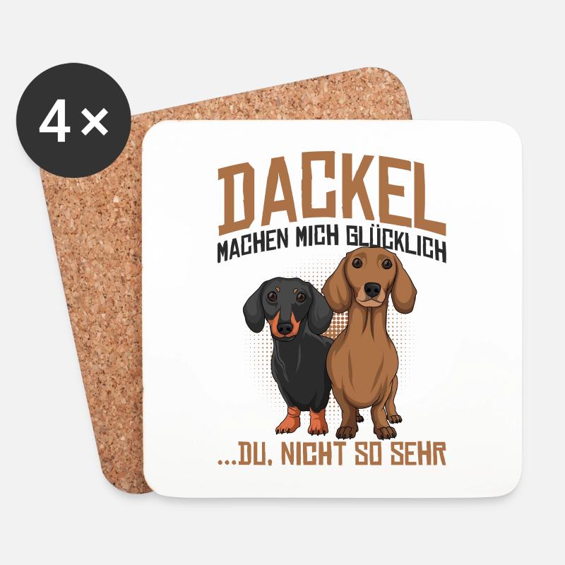 Dackel - Untersetzer (4er-Set) - Weiß