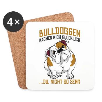 Englische Bulldogge - Untersetzer (4er-Set) - Weiß - Vorne
