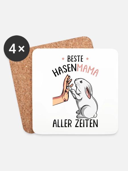Hase - Untersetzer (4er-Set) - Weiß