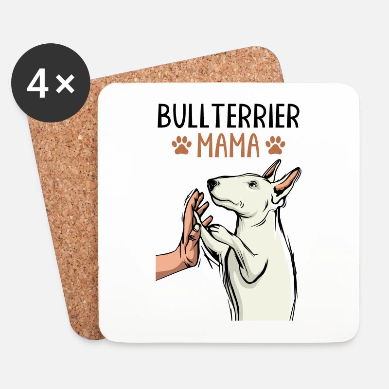 Bullterrier - Untersetzer (4er-Set) - Weiß