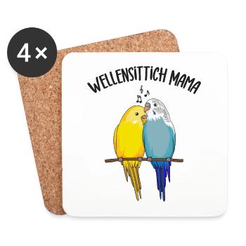 Wellensittich - Untersetzer (4er-Set) - Weiß - Vorne