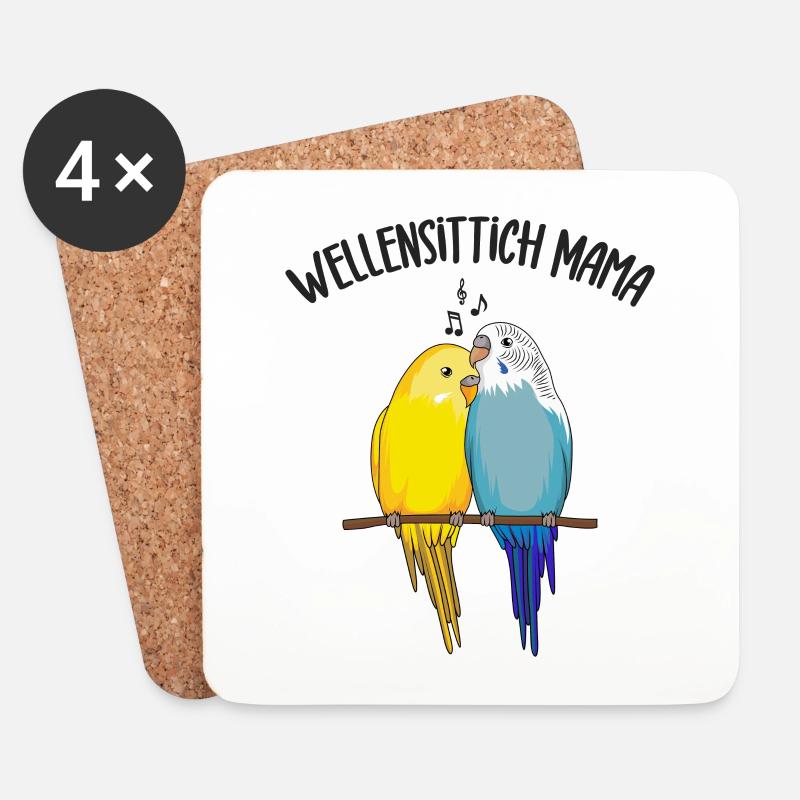 Wellensittich - Untersetzer (4er-Set) - Weiß