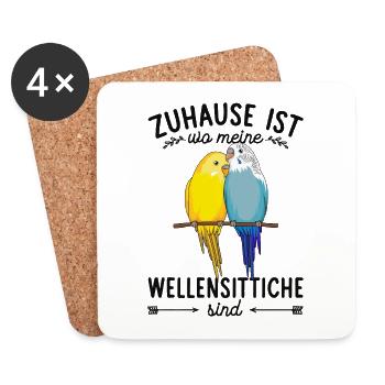 Wellensittich - Untersetzer (4er-Set) - Weiß - Vorne