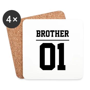 Brother 01 Bruder Team Grosser Bro Spieler Familie - Untersetzer (4er-Set) - Weiß - Vorne