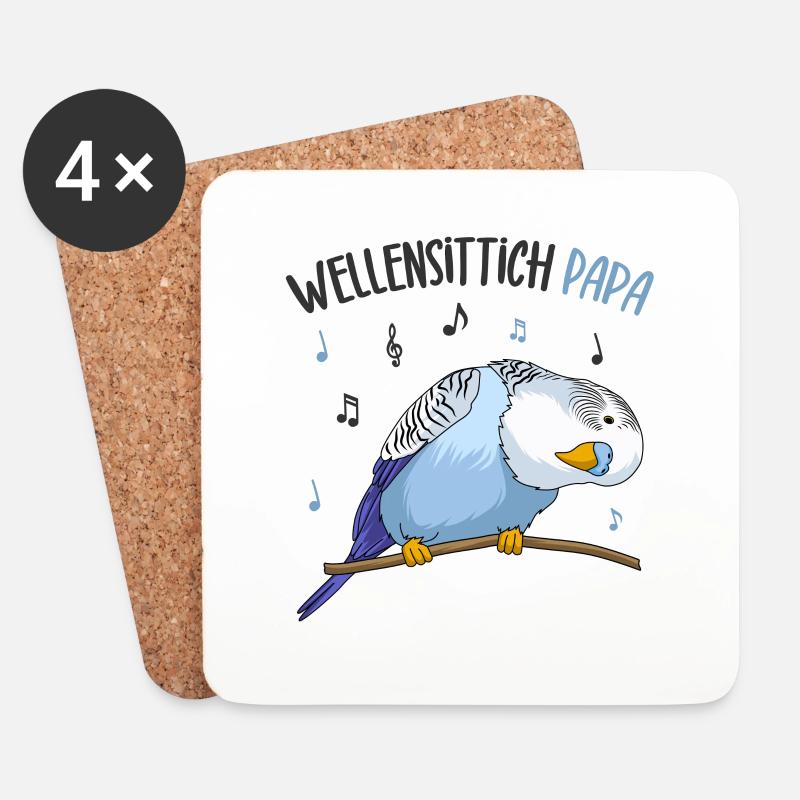 Wellensittich - Untersetzer (4er-Set) - Weiß